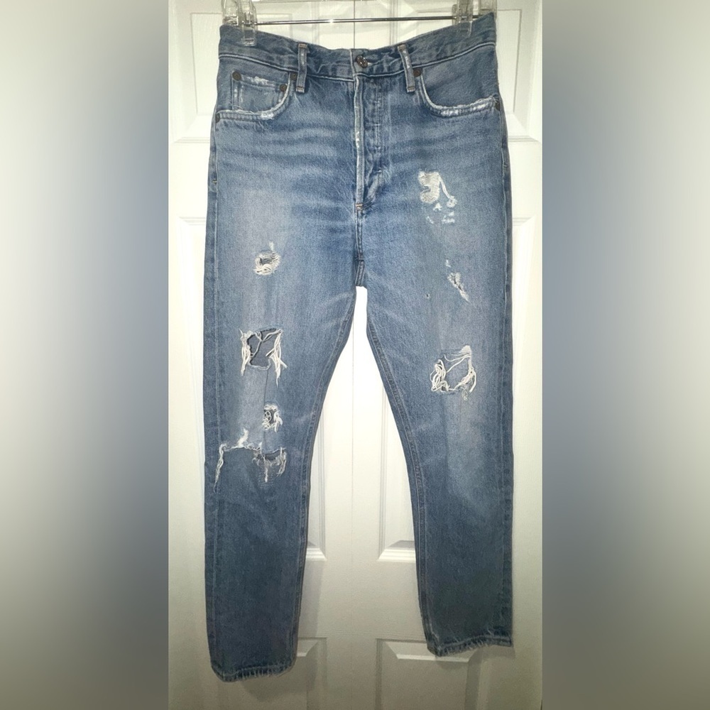 Agolde Women's distressed Blue Feel Good High Rise Slim jeans size 25 VGUC